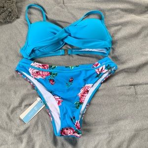 Bright blue Cupshe swim suit